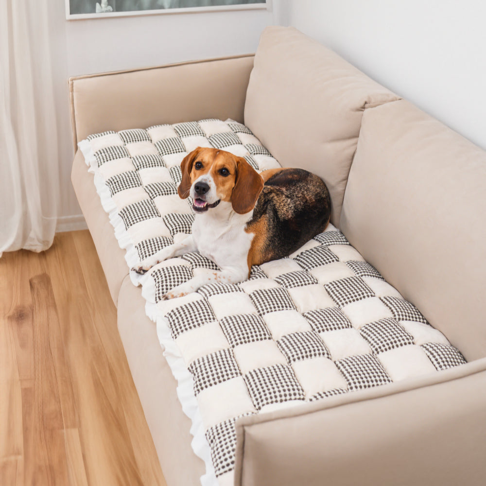Grand tapis pour animaux Housse de canapé antidérapant à carreaux de couleur assortie