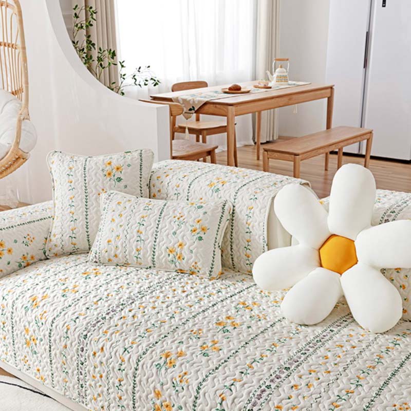 Housse de canapé en pur coton imprimé anti-griffures pour meubles